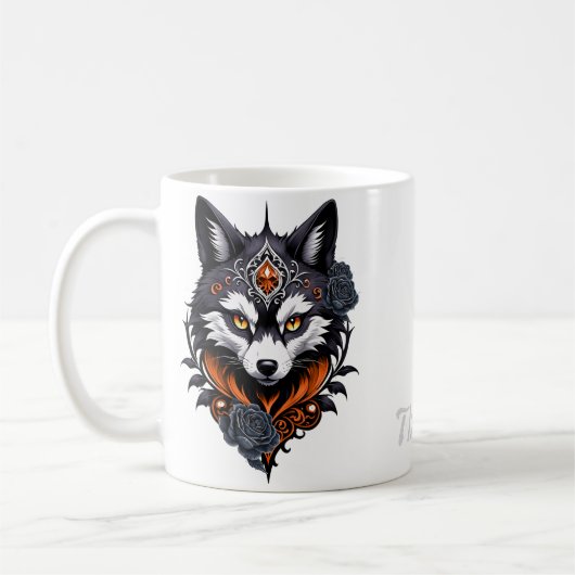 Majestic Wolf Kopf, fertig in einem tiefen, Kaffeetasse (Links)