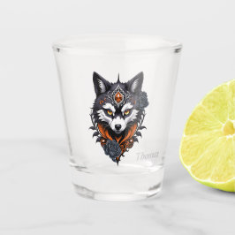Majestic Wolf Kopf, fertig in einem tiefen, Schnapsglas