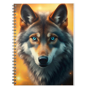 Majestic Wolf mit atemberaubenden blauen Augen Notizblock