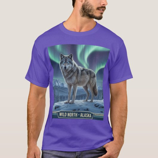 Majestic Wolf 🌌 ❄️ | Northern Lights Wildlife Art T-Shirt (Vorderseite)