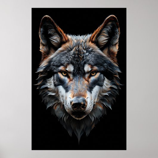 Majestic Wolf Portrait - Hyperreal Animal Art Poster (Vorne)