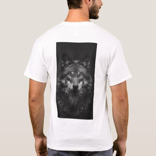 Majestic Wolf Portrait - Schwarz-Weiß-Atmosphäre T-Shirt (Rückseite)