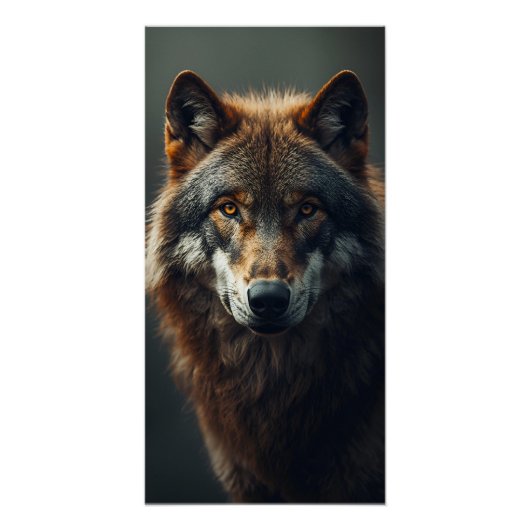 Majestic Wolf Portrait Strength & Royal Confidence Poster (Vorderseite)