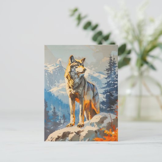 Majestic Wolf Postkarte (Stehend Vorderseite)