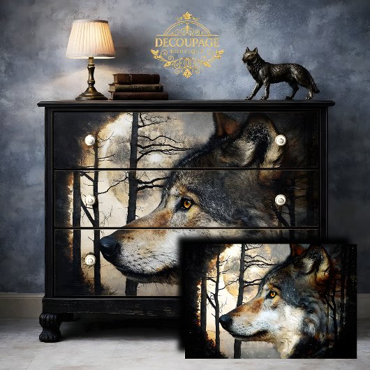 Majestic Wolf-Profil-Dekoupage Seidenpapier