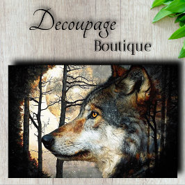 Majestic Wolf-Profil-Dekoupage Seidenpapier