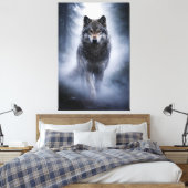 Majestic Wolf – Silent Presence in the Fog Leinwanddruck (Insitu (Schlafzimmer))