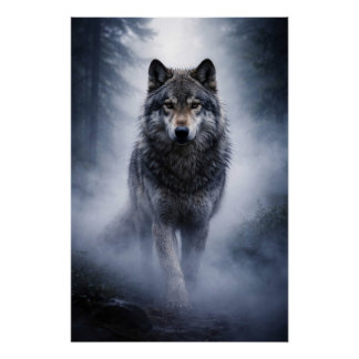 Majestic Wolf – Silent Presence in the Fog Poster