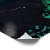 Majestic Wolf Silhouette in Mystical Green Forest Poster (Ecke)