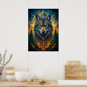 Majestic Wolf umgeben von Natur Poster (Küche)