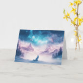 Majestic Wolf und Snowy Mountains Karte (Gelbe Blume)