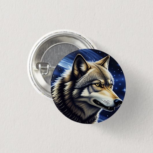 Majestic Wolf unter Sternry Sky Button (Vorne & Hinten)