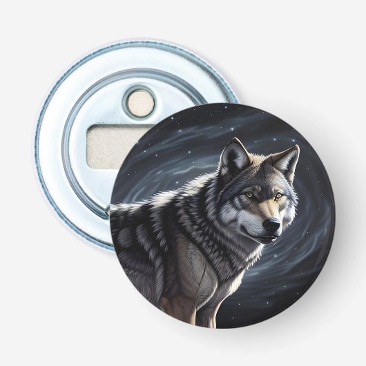 Majestic Wolf unter Sternry Sky Flaschenöffner (Vorderseite)