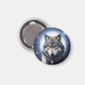 Majestic Wolf unter Sternry Sky Magnet (Vorderseite/Rückseite)