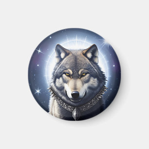 Majestic Wolf unter Sternry Sky Magnet