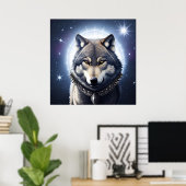 Majestic Wolf unter Sternry Sky Poster (Heimbüro)