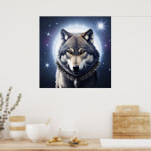 Majestic Wolf unter Sternry Sky Poster (Küche)