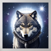 Majestic Wolf unter Sternry Sky Poster (Vorne)