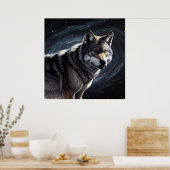 Majestic Wolf unter Sternry Sky Poster (Küche)