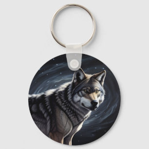 Majestic Wolf unter Sternry Sky Schlüsselanhänger
