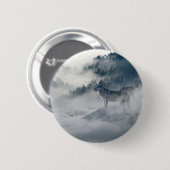Majestic Wölfe im Waldnebel Button (Vorne & Hinten)
