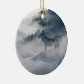 Majestic Wölfe im Waldnebel Keramik Ornament (Rechts)