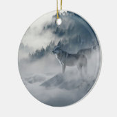 Majestic Wölfe im Waldnebel Keramik Ornament (Links)