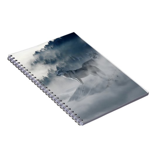 Majestic Wölfe im Waldnebel Notizblock (Rechte Seite)