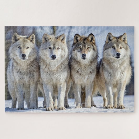 Majestic Wolves in Snowy Landschaft, Wildnis Puzzle (Horizontal)