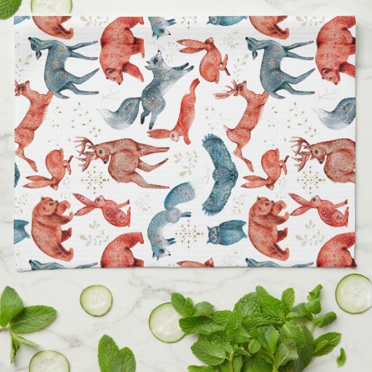 Majestic woodland animals pattern geschirrtuch (Gefaltet)