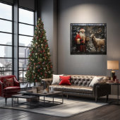 Majestic Woodland Dee W/ Black Santa Poster
