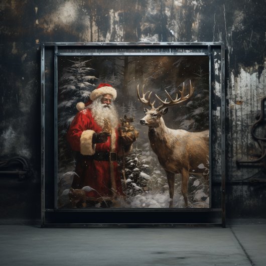 Majestic Woodland Dee W/ Black Santa Poster