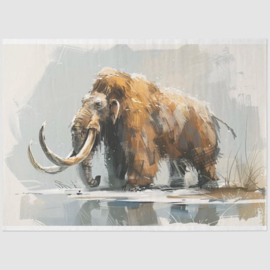 Majestic Wooly Mammoth Illustration Decoupage Seidenpapier (Vorderseite)