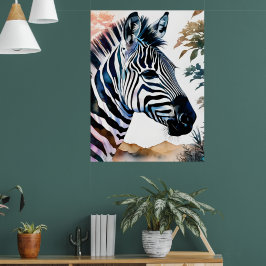 Majestic Zebra in Wasserfarbe Poster