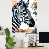 Majestic Zebra in Wasserfarbe Poster (Heimbüro)