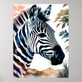 Majestic Zebra in Wasserfarbe Poster (Vorne)