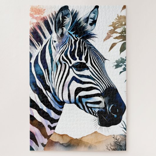 Majestic Zebra in Wasserfarbe Puzzle (Vertikal)