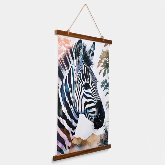 Majestic Zebra in Wasserfarbe Wandteppich Mit Holzrahmen (Gewinkelt)