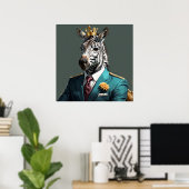 Majestic Zebra mit Kronportraitmalerei Poster (Heimbüro)