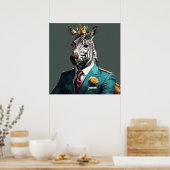 Majestic Zebra mit Kronportraitmalerei Poster (Küche)