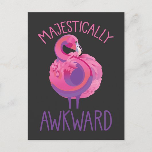 Majestisch Awkward Flamingo Introvert Clumsy Postkarte (Vorderseite)