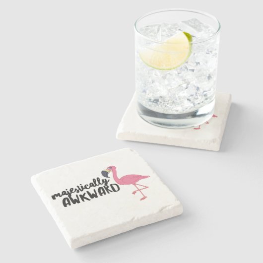 Majestisch Awkward Flamingo Marble Stone Untersetz Steinuntersetzer (Seitenansicht)