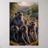 Majestisch bewundernswerte Affen üppig grünes Feld Poster (Vorne)