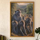 Majestisch bewundernswerte Affen üppig grünes Feld Poster