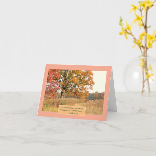 "MAJESTISCHER BAUM AM HOLZPFAD IM FALL" KARTE (Gelbe Blume)