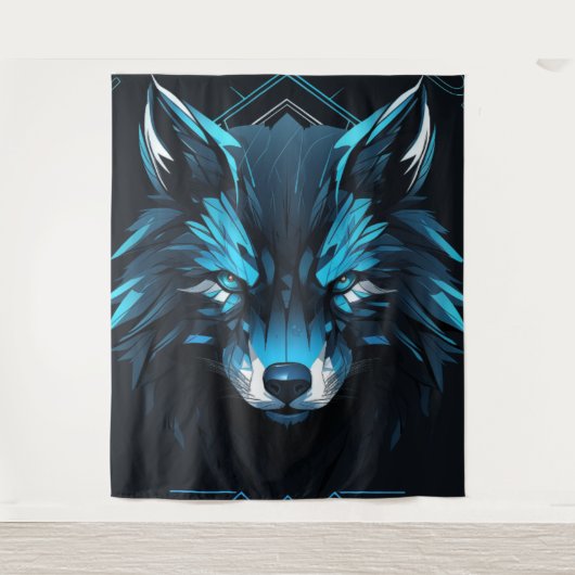 majestischer einsamer Wolf Poster. Wandteppich (Vorderseite)