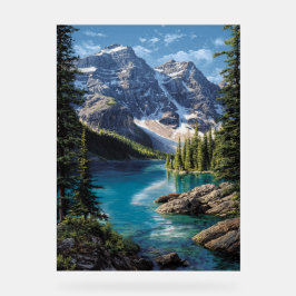 Majestisches Bergsee-Poster – Realistische Natur L Acrylschild
