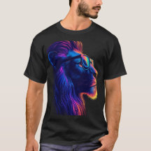Majestisches Neon-Löwe-Kunst-Grafik-T-Shirt
