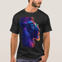 Majestisches Neon-Löwe-Kunst-Grafik-T-Shirt T-Shirt
