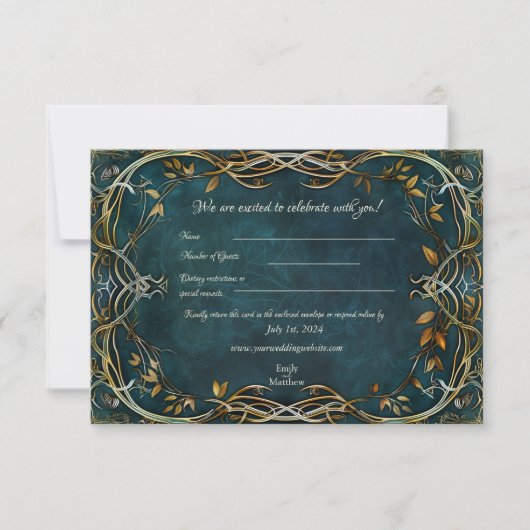Majesty Wedding RSVP Card Mittelerden Dankeskarte (Vorderseite)